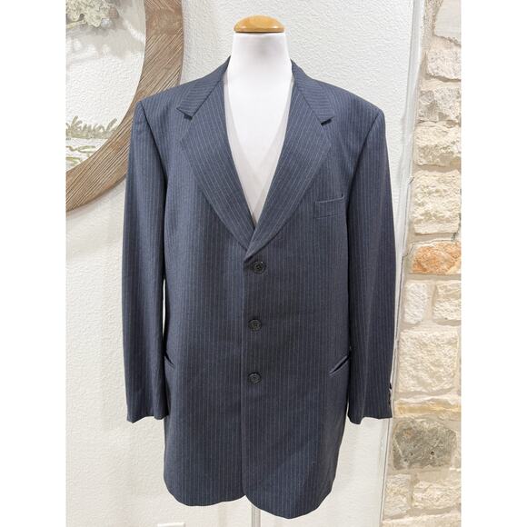 Cerruti 1881 Other - Cerruti 1881 Italian Pure Wool Pinstriped Suit Jacket Sport Coat Navy Blue 52